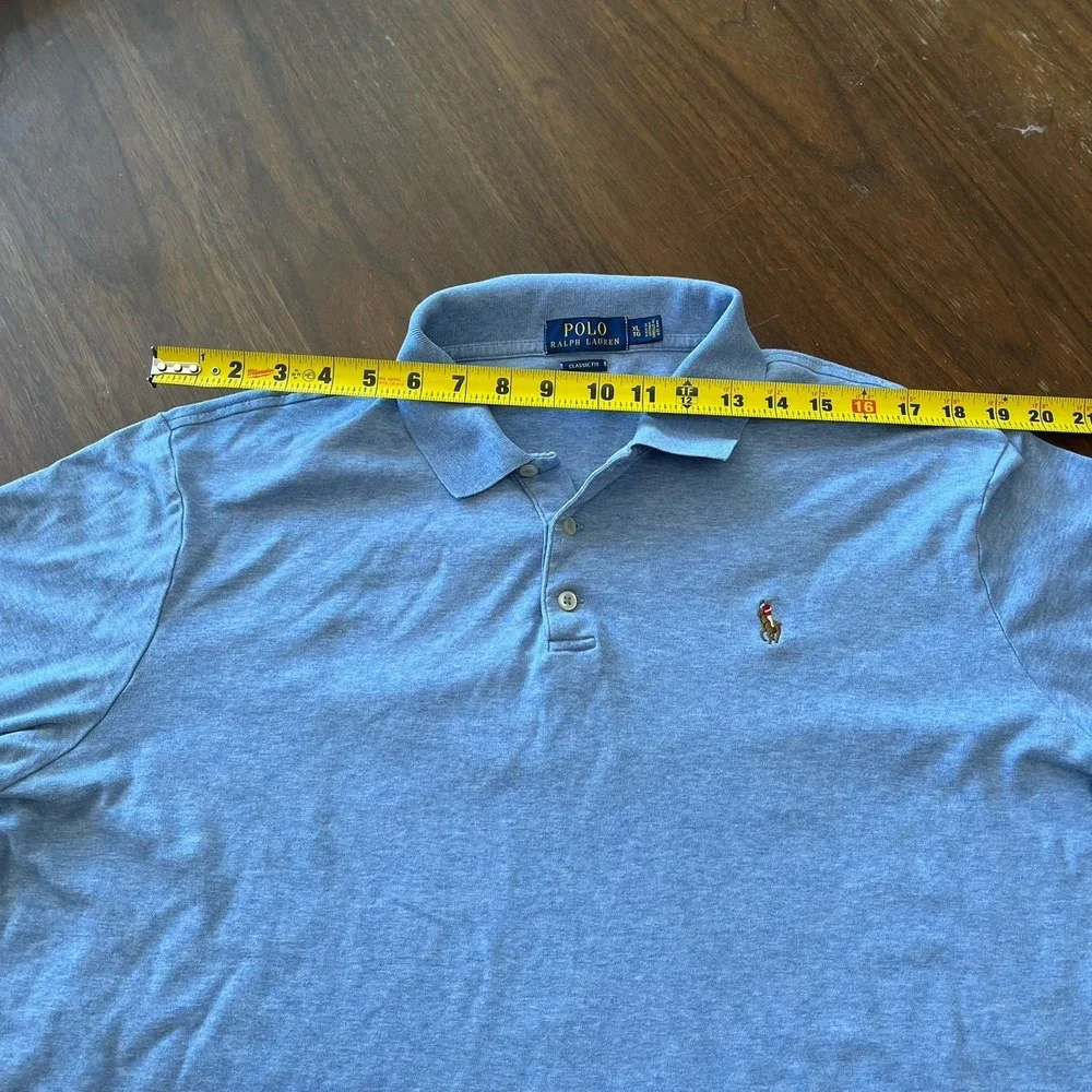 Polo Ralph Lauren Shirt Men's XL Classic Fit Blue Flesh Pony Soft Cotton